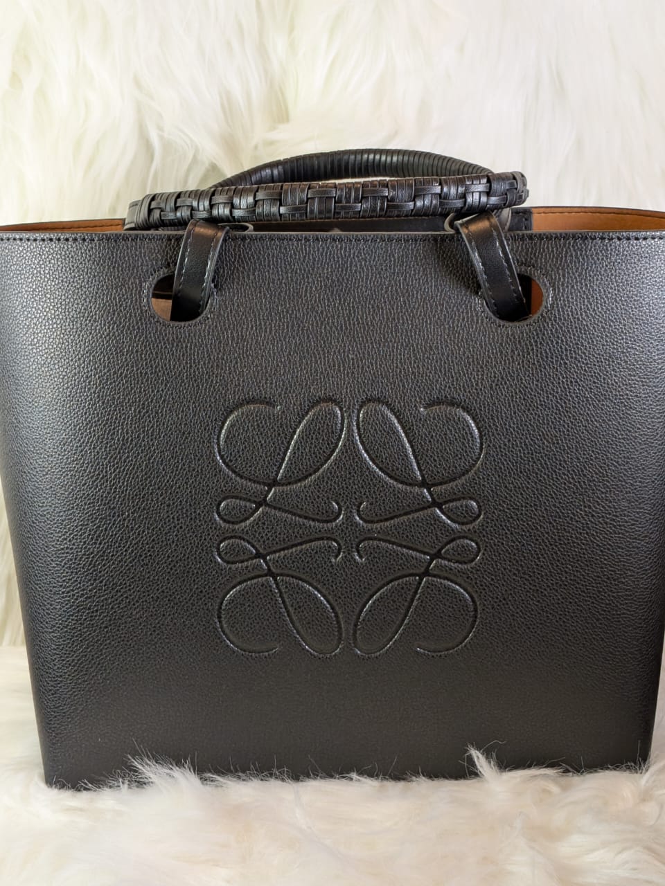 Black Loewe Anagram Tote Bag 