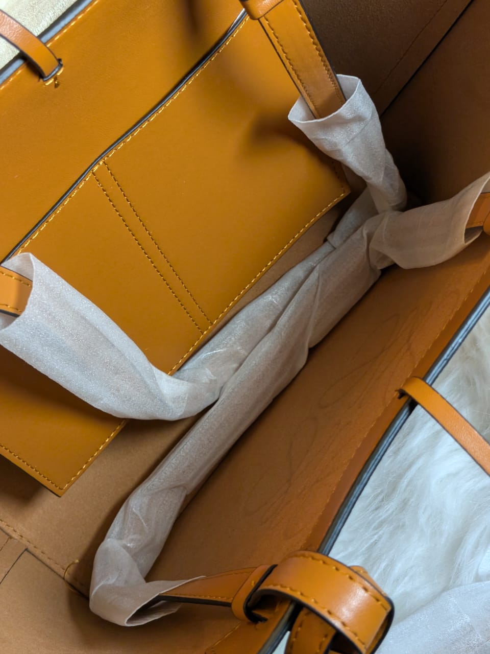 Beige Loewe Anagram Small Debossed Tote